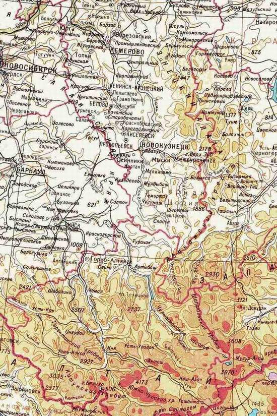 Географическая карта Горной Шории (MAP G. SHORYIA)